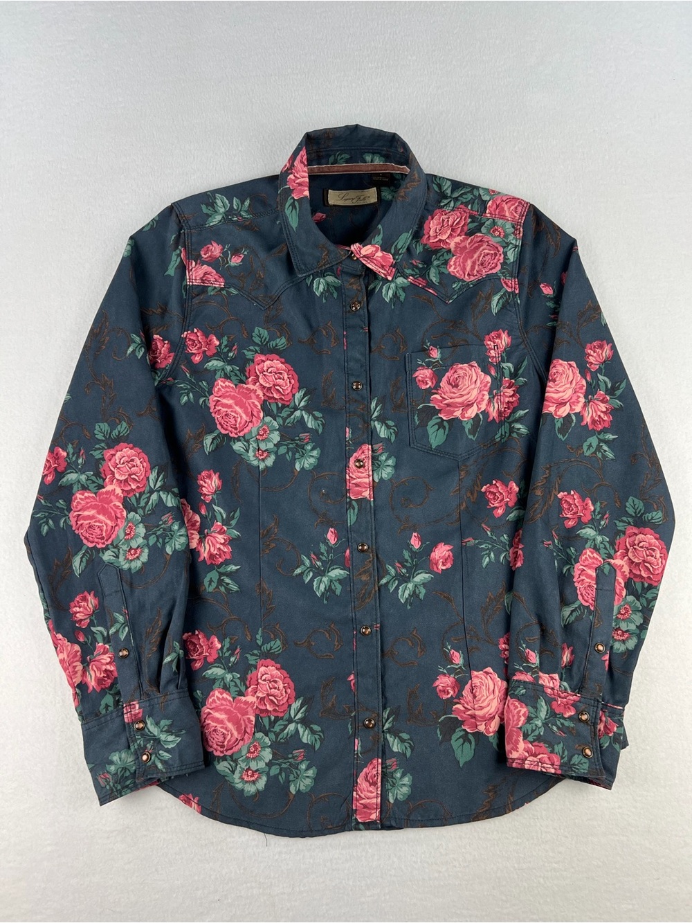 Legacy Falls Flood Rose Floral Long Sleeve Western Shirt Button Snap Women Sz S